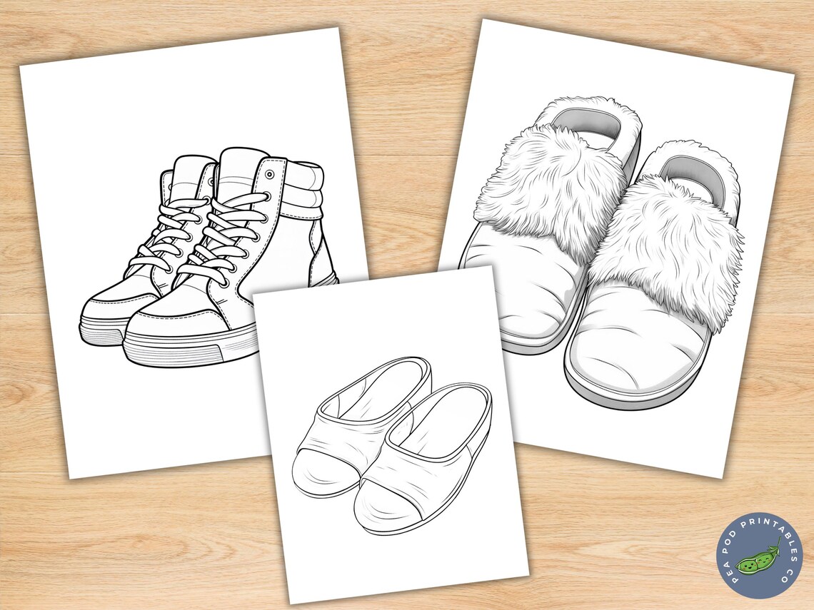 Footwear Coloring Pages – Set of 25 Printable Shoe Designs for Creative ...
