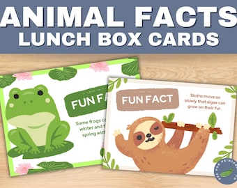 50 Animal Facts for Kids | Lunchbox Notes & Classroom Fun | Printable Cards with Fascinating Animal Facts | Easy Cut and Share