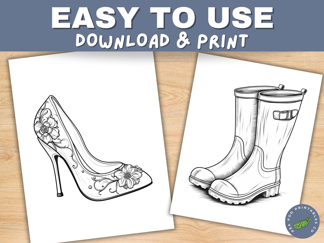 Footwear Coloring Pages – Set of 25 Printable Shoe Designs for Creative ...