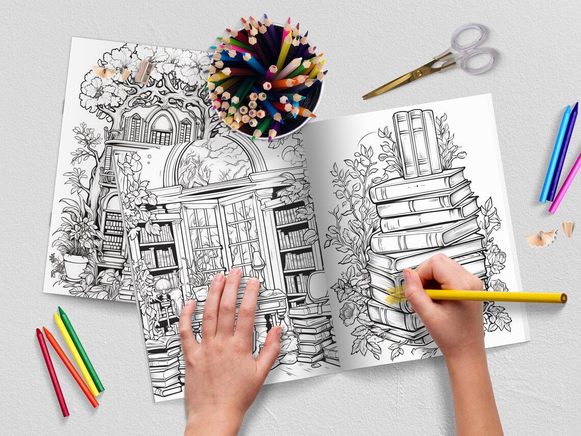 Enchanted Library Colouring Book | Love Books | Library Themed ...