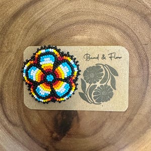 Hand Beaded Flower Brooch –  Color Beadwork Pin – Woodland Style Beaded Accessory