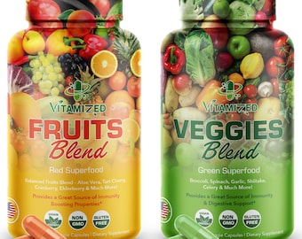 Fruits & Vegetables Superfood Capsules with BioPerine - Made in USA