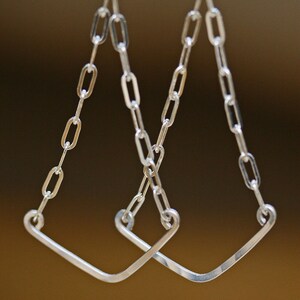 Silver Chevron Earrings, Long Silver Earrings, Simple Silver Earrings, Hammered Silver Earrings