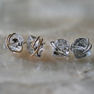 Herkimer Diamond Stud Earrings, Gold Herkimer Diamond Stud Earrings, Silver Herkimer Diamond Stud Earrings image 2