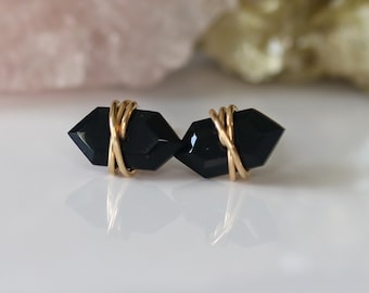 Schwarze Onyx Ohrringe, Geometrische Ohrringe, Schwarze Edelstein Ohrstecker, Minimalistische Ohrringe, Geschenk für sie, hypoallergen, Schönes Geschenk für Frauen