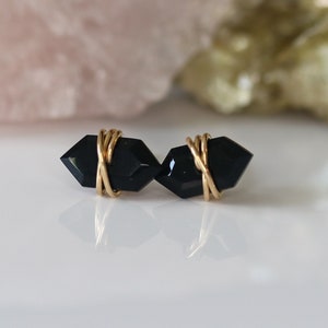 Black Onyx Earrings, Geometric Earrings, Black Gemstone Studs, Minimalist Earrings, Gift for Her, Hypoallergenic, Beautiful Gift for Women