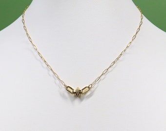 Dainty Double Link Gold Spike Pendant, 14k Gold Filled Paperclip Chain, Adjustable Length Layering Necklace, Group Gift, Jewelry Bundle