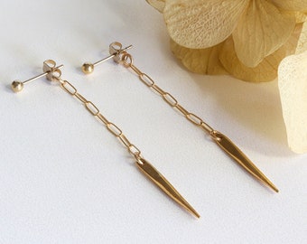 Spike Back Dangle Earring, Spike Ear Jacket, Gold Stud Earring, Mix and Match Earrings, GlamDrops Collection, 14k Gold Filled, Gift for Her