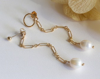 Pearl Dangle Back Earrings, Mix and Match Ear Jacket, GlamDrops Earring Backs, 14k Gold Filled Studs, Front and Back Earring Set, Gift