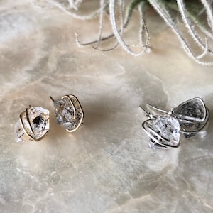 Herkimer Diamond Stud Earrings, Gold Herkimer Diamond Stud Earrings, Silver Herkimer Diamond Stud Earrings image 4