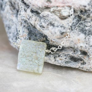 White Druzy Necklace, Druzy Pendant, Small Druzy Necklace, Delicate Necklace, Sterling Silver Druzy Necklace