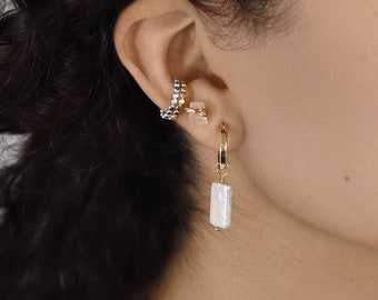 Pearl Huggies, Tiny Gold Hoop Earrings, Removable Pearl, Pearl Dangle Earrings, Dainty Hoop Earrings, Earring Gift Set, Wedding Jewelry
