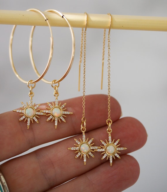 Gold Starburst Threader Earrings