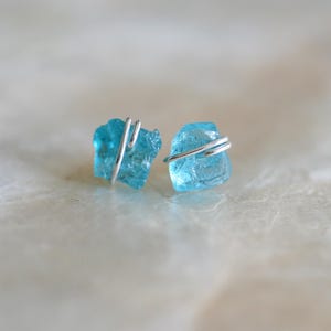 Gemstone Earrings, Raw Gemstone Studs, Birthstone Jewelry, Wedding Party Gifts, Bridesmaids Gifts, Birthday Gifts image 13