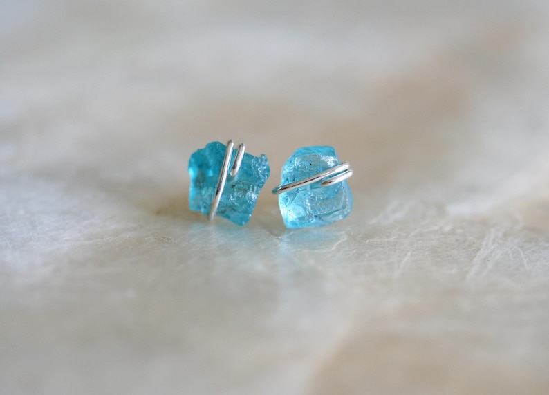 Gemstone Earrings, Raw Gemstone Studs, Birthstone Jewelry, Wedding Party Gifts, Bridesmaids Gifts, Birthday Gifts image 13