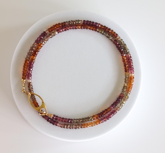 Handmade Garnet Charm Holder Necklace in 14k Gold – Artisan Birthstone Jewelry