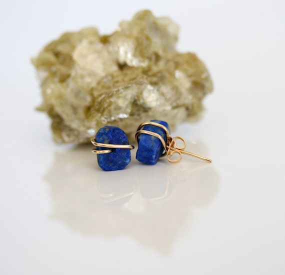 Raw Lapis Lazuli Stud Earrings