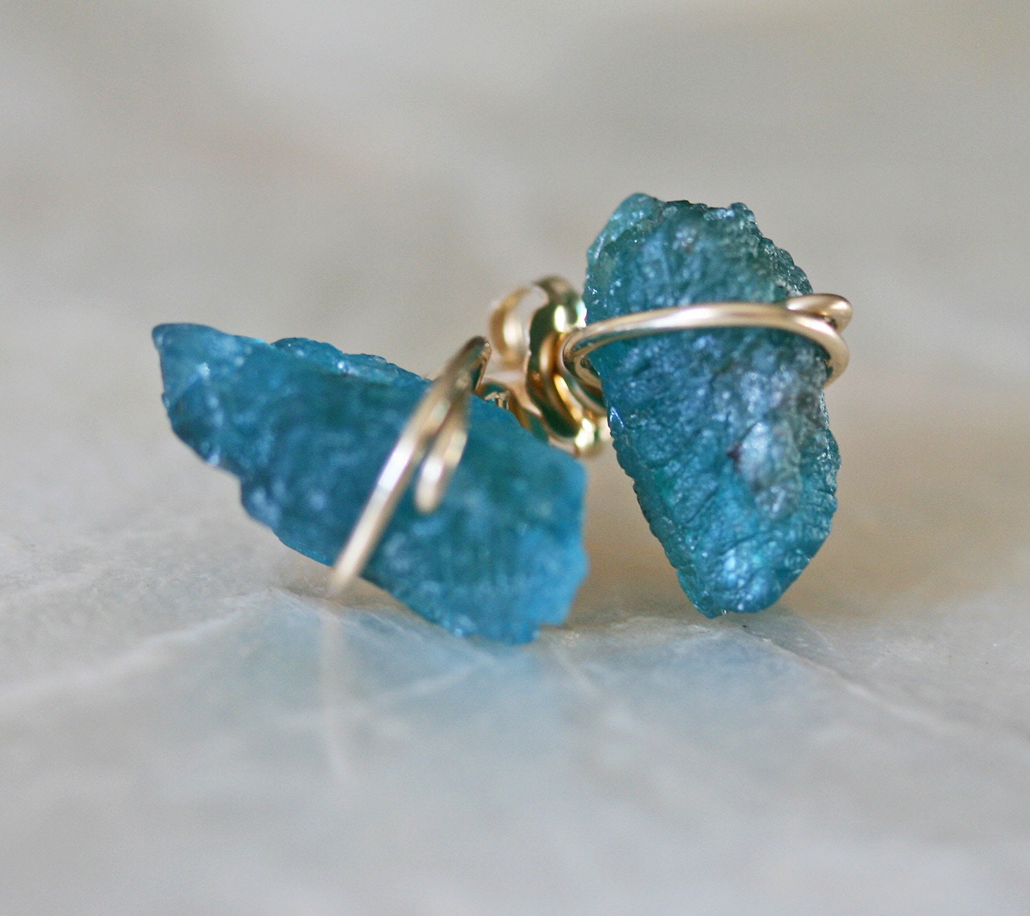 Raw Apatite Stud Earrings