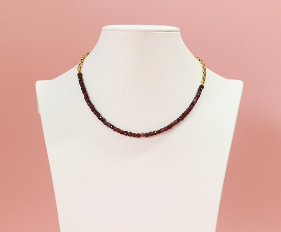 Ruby Necklace, 24k Gold Overlay Box Chain, Square Cut Gemstone Necklace, July Birthstone Jewelry, Dainty Luxe Gift for Her