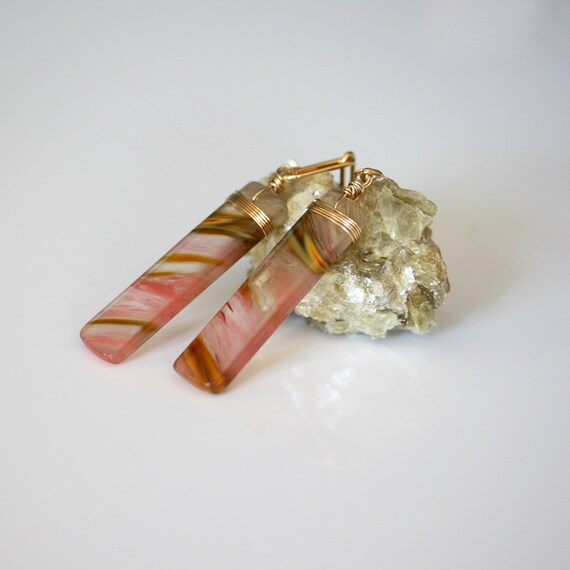 Strawberry Quartz Paper Clip Chain Earrings