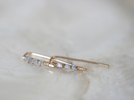 Raw Diamond Huggie Earrings