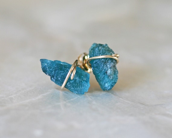 Raw Apatite Stud Earrings