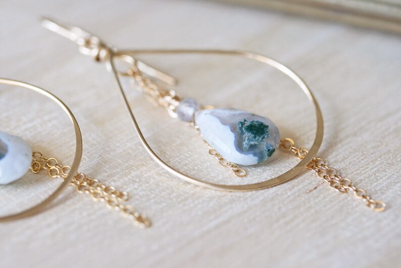 Peacock Solar Quartz Earrings Hoop Earrings with White Stone Hoop Earrings Solar Quartz Earrings Quartz Earrings Stone Hoop Earrings