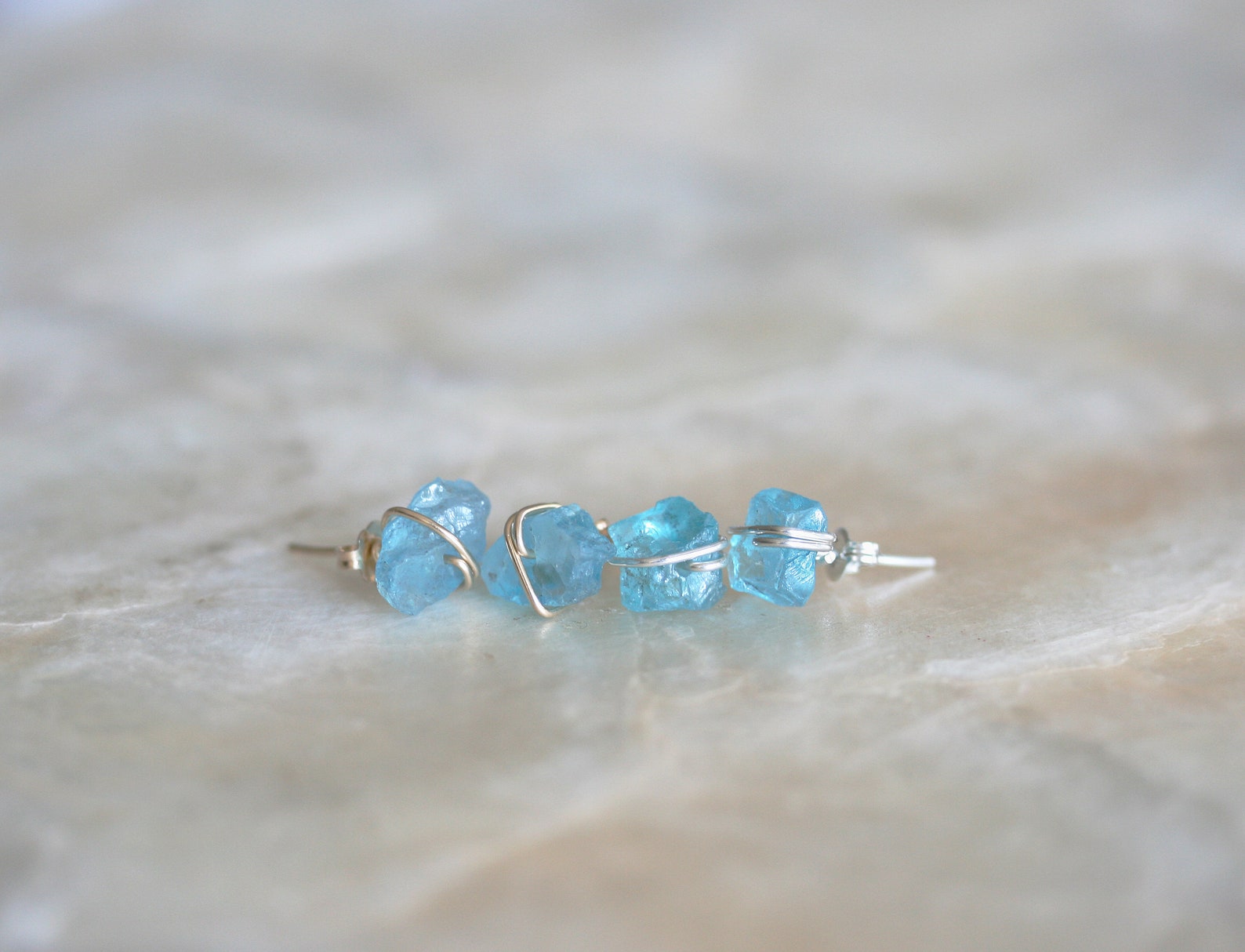 Raw Apatite Stud Earrings Raw Gemstone Stud Earrings Simple Etsy