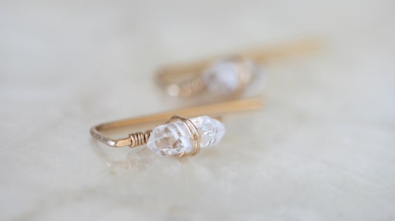 Herkimer Diamond Huggie Earrings