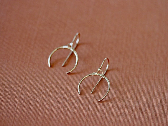 Gold Upside Down Crescent Moon Earrings