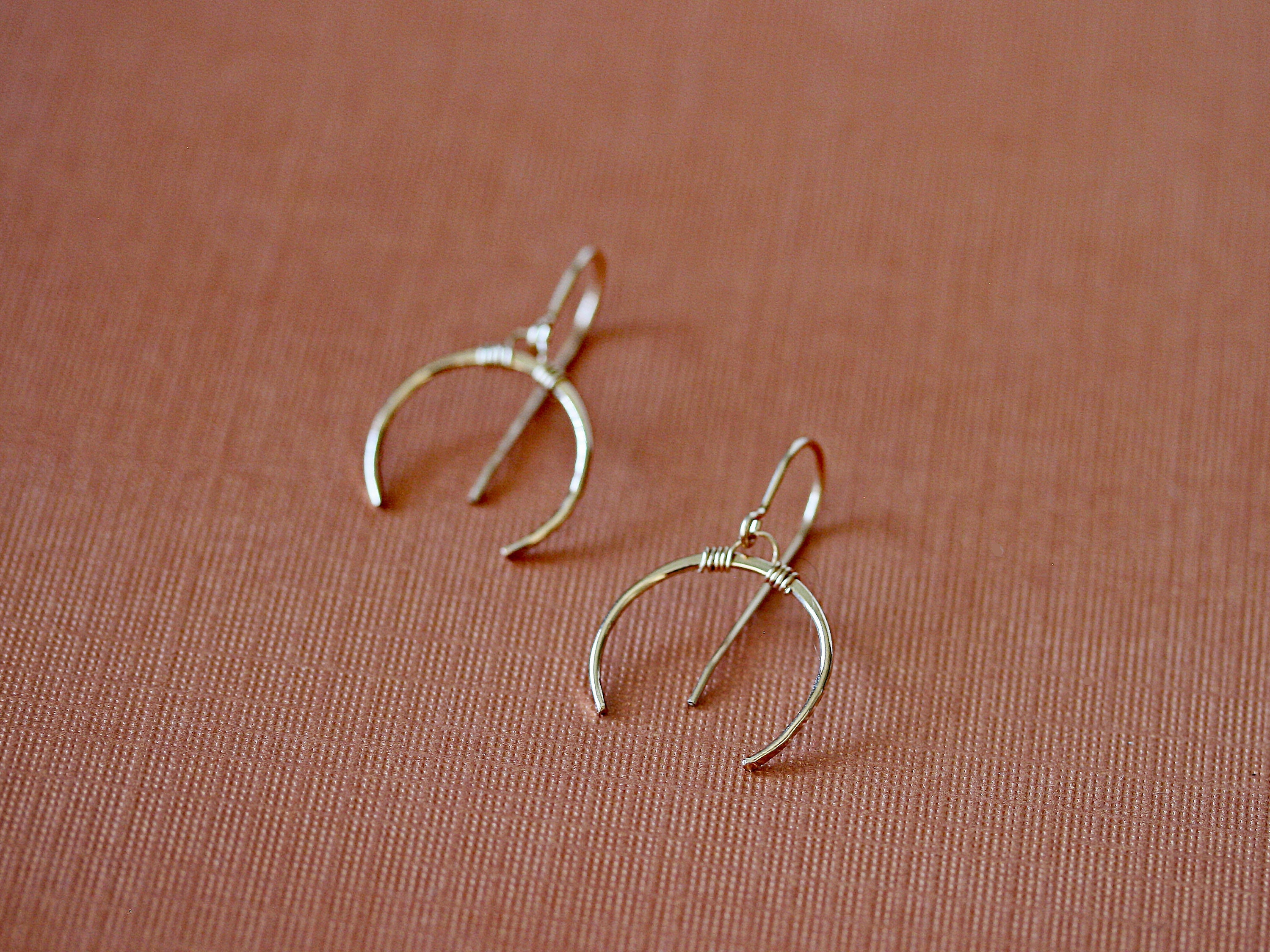 Gold Upside Down Crescent Moon Earrings