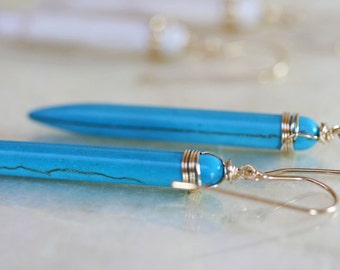 Spike Earrings - Blue Spike Earrings - Turquoise Earrings