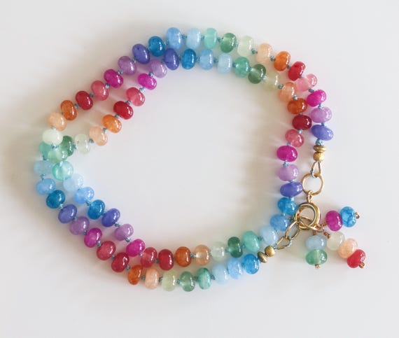 Multicolor Knotted Candy Necklace with Charm Holder