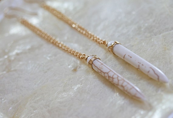 Long Ivory Spike Earrings