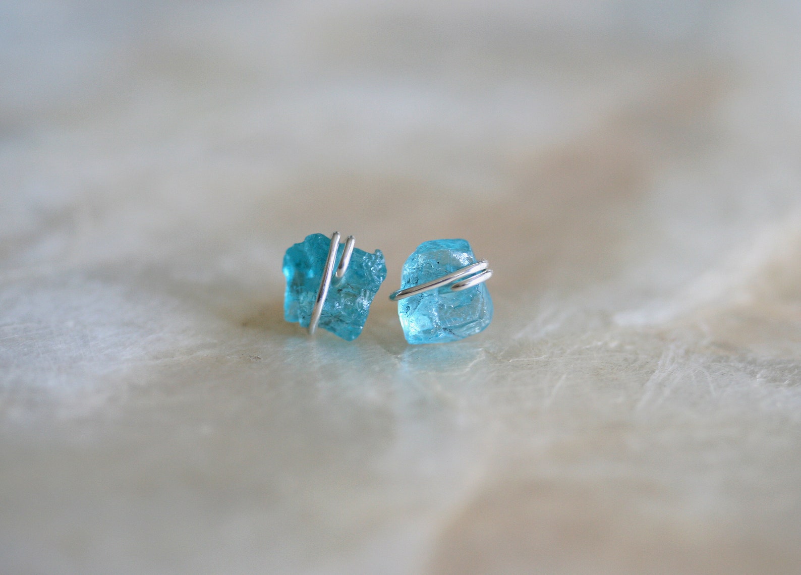 Raw Apatite Stud Earrings Raw Gemstone Stud Earrings Simple Etsy