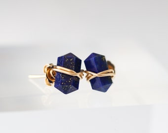 Lapis Lazuli Point Earring, Lapis Stud Earrings, Navy Blue Earrings, Universal Truth, September Birthstone Alternative