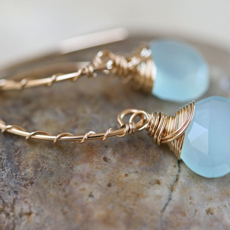 Faith Oval Earrings - Blue chalcedony main image 1
