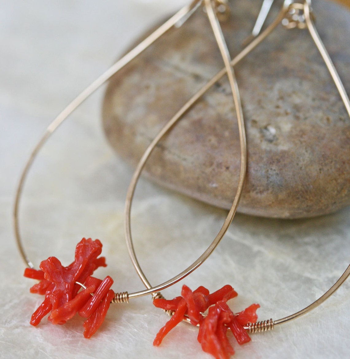 Ladies' Foldover Earrings - Coral main image 0