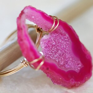 Druzy Ring Geode Ring Agate Slice Ring Colorful Ring Wire Wrapped Druzy Ring image 3