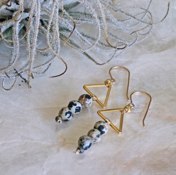 Geometric earrings with Dalmatian Jasper
