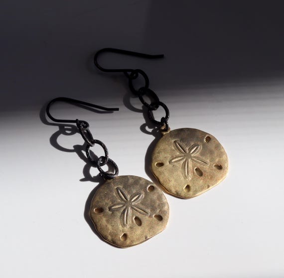 Blackened Gold Vermeil Sand Dollar Earrings Set