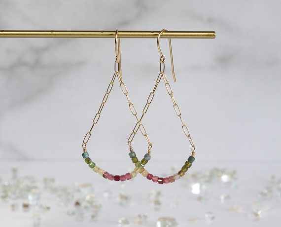 Watermelon Tourmaline Chandelier Earrings