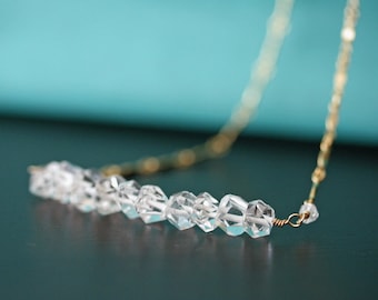 Herkimer Diamond Necklace, Bar Necklace, Crystal Necklace, Quartz Necklace, Minimal Necklace, Layering Necklace, Diamond Necklace
