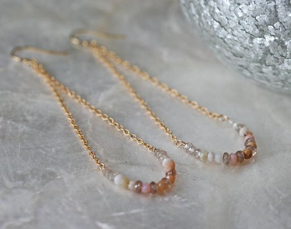 Summer Swing Earrings in Pink Opal Zircon and 14k Gold Filled