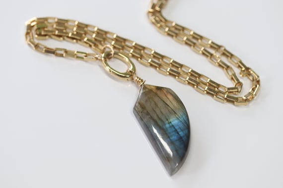 Labradorite Statement Necklace with Front Clasp