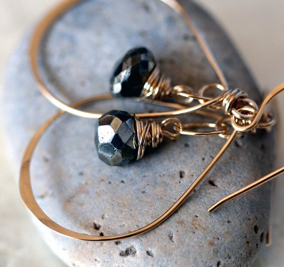 Hoop Earrings with Pyrite