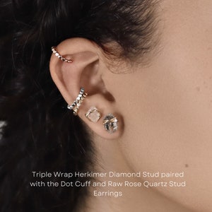 Orecchini con diamanti Herkimer, orecchini con diamanti Herkimer in oro, orecchini con diamanti Herkimer in argento immagine 7