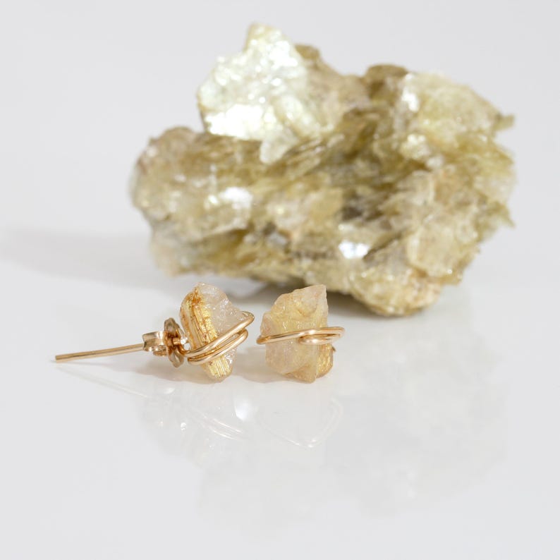 Gemstone Earrings, Raw Gemstone Studs, Birthstone Jewelry, Wedding Party Gifts, Bridesmaids Gifts, Birthday Gifts image 14