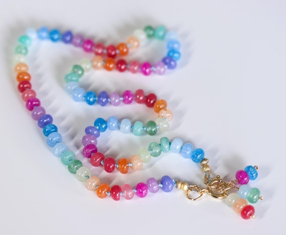 Multicolor Knotted Candy Necklace with Charm Holder