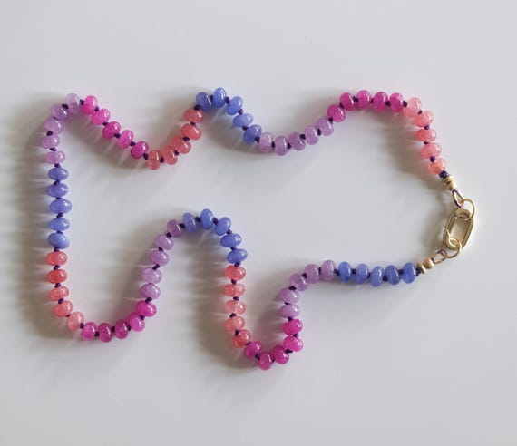 Knotted Purple Candy Necklace with Charm Holder